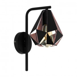 Eglo-Carlton 4 Interior Wall Light Black / Copper Colour-Antique